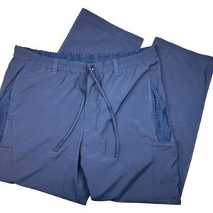 Mens Uniforms Work Scrubs Pants Navy Blue Cargo Elastic Waist Drawstring XL FLAW